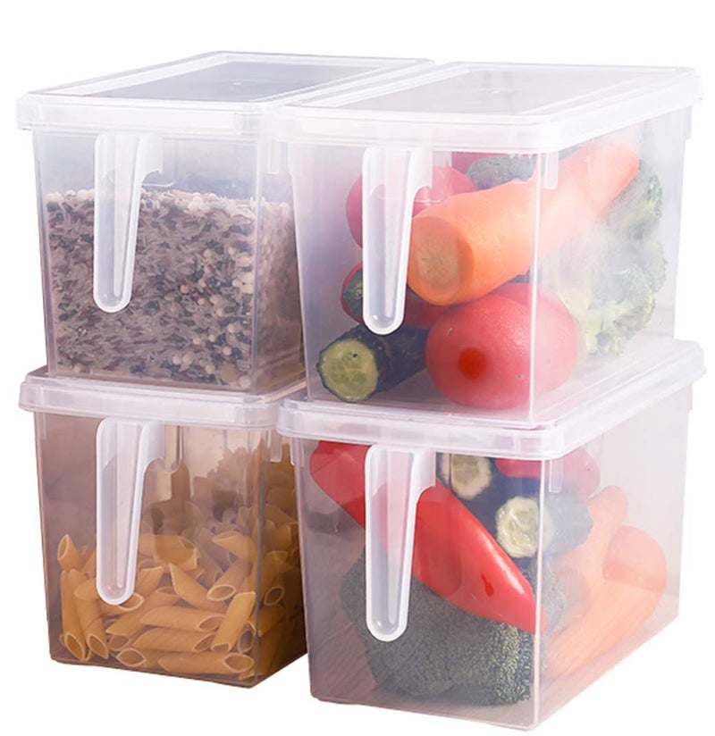 Sooyee Fridge Organizer,4 Pack Refrigerator Organizer Bins,Fridge Organizers and Storage Clear with Handle & Lid,Fruit Containers for Fridge,Fridge Storage To Keep Fresh for Food, Vegetables,5L - Image 1